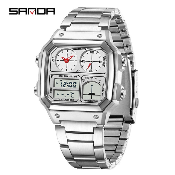 Watch Tpu Steel Strip Abs Square Business Versatile Casual Sporty Fashion Light Luxury Chic Highend Multifunction Temperature Measurement Alarm Clock Sports Waterproof