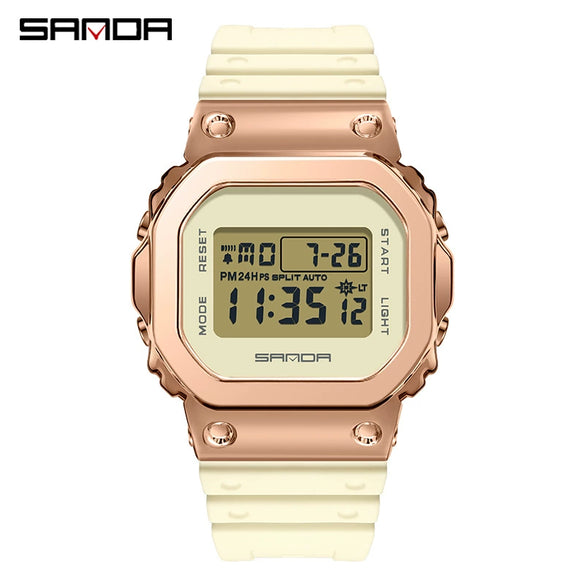 Watch Zinc Alloy Square Tpu Mineral Strengthened Mirror Waterproof Fashionable Digital Movement