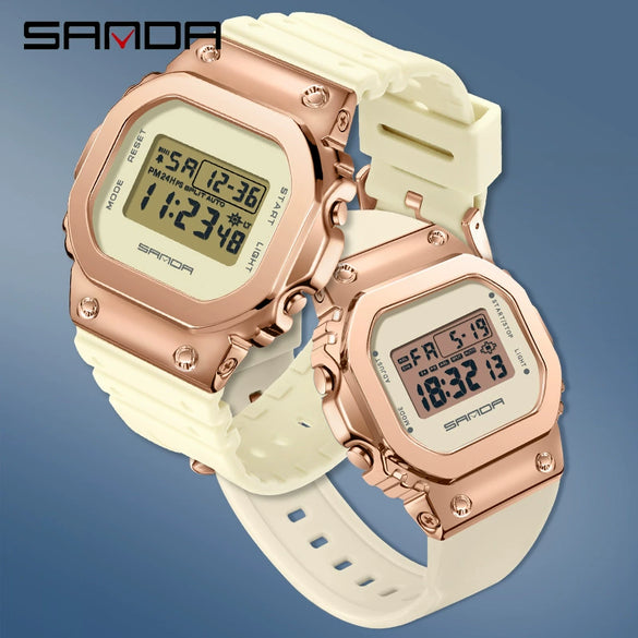 Watch Zinc Alloy Square Tpu Mineral Strengthened Mirror Waterproof Fashionable Digital Movement