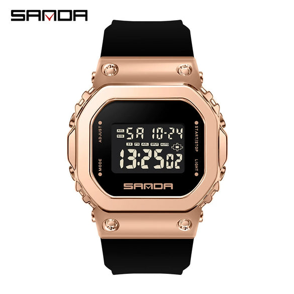 Watch Zinc Alloy Square Tpu Mineral Strengthened Mirror Waterproof Fashionable Digital Movement