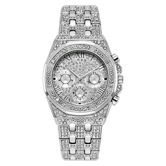 Watches Alloy Case Steel Band Round Dial Quartz Men's Fashion