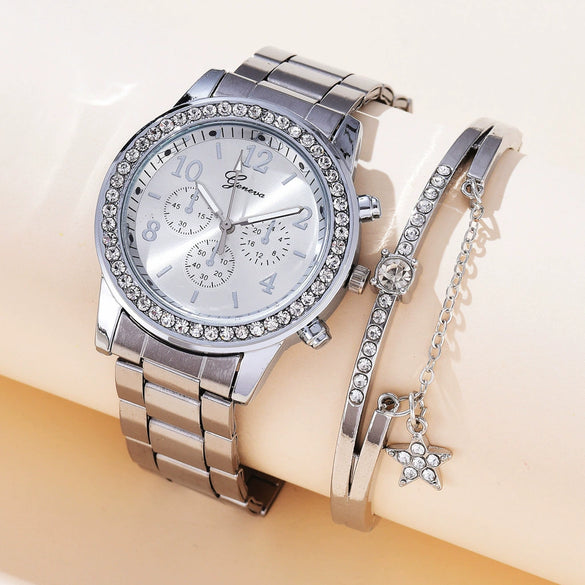 Watches Alloy Strap Sports Style Spiral Crown Horseshoe Buckle Printed Logo Ordinary Glass Mirror