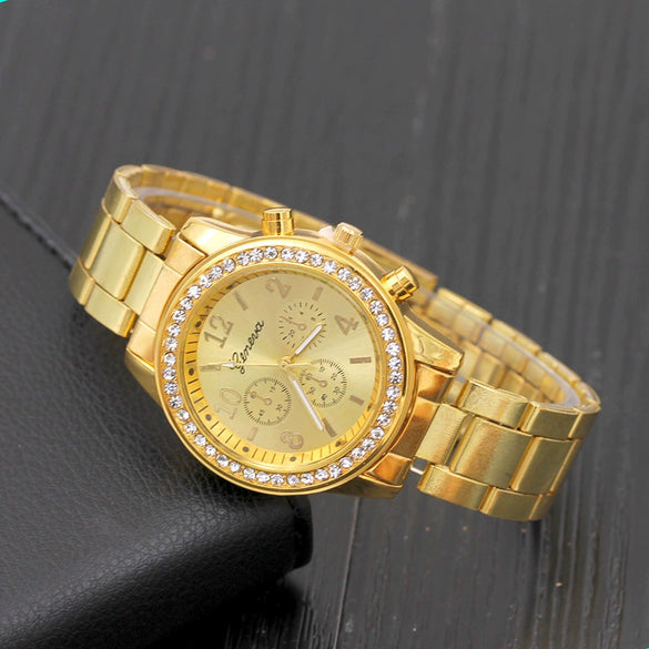 Watches Alloy Strap Sports Style Spiral Crown Horseshoe Buckle Printed Logo Ordinary Glass Mirror