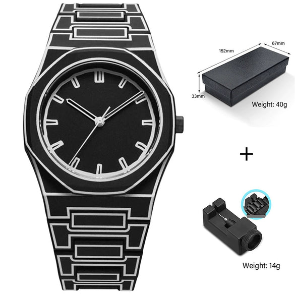 Watches Casual Fashion Simple Waterproof Silicone Strap Plastic Case Stainless Steel Buckle Round Dial