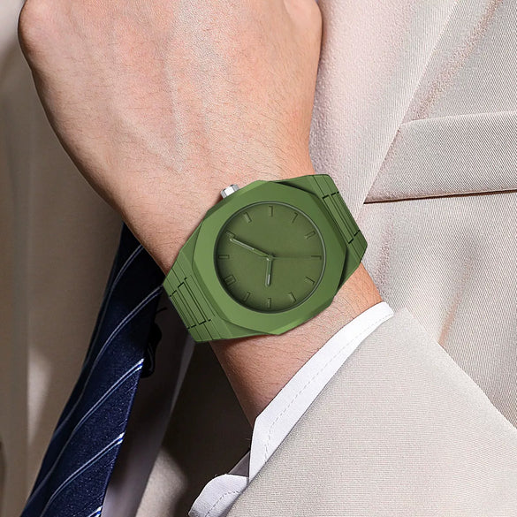 Watches Casual Fashion Simple Waterproof Silicone Strap Plastic Case Stainless Steel Buckle Round Dial