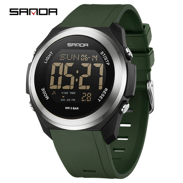 Watches Multifunction Alarm Clock Colorful Lights Optoelectronic Waterproof Sports Student Tpu Strap Acrylic Mirror Steel Ringabs Case