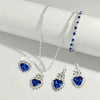 Water Drop Jewelry Set Necklace Earrings Bracelet Ring With Diamond Pendant