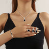 Water Drop Jewelry Set Necklace Earrings Bracelet Ring With Diamond Pendant
