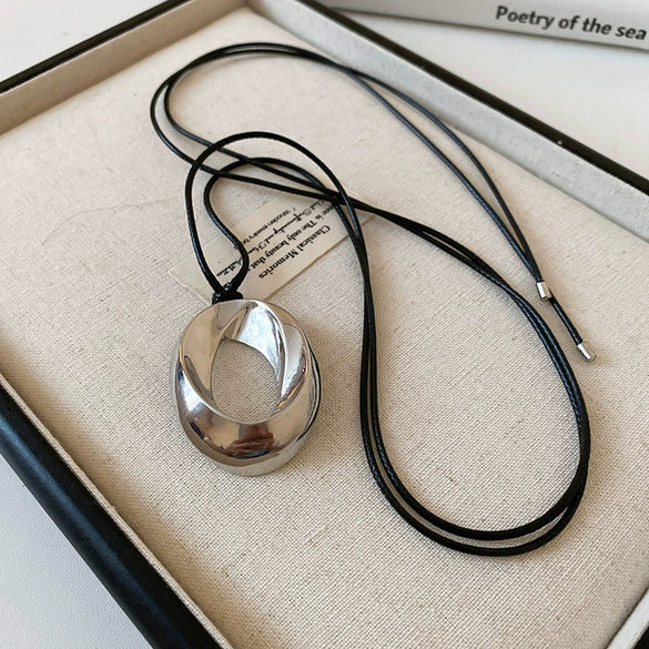 Water Drop Pendant Strap Necklace Woolen Chain Alloy Electroplated Drop Shape Light Luxury Jewelry For Women
