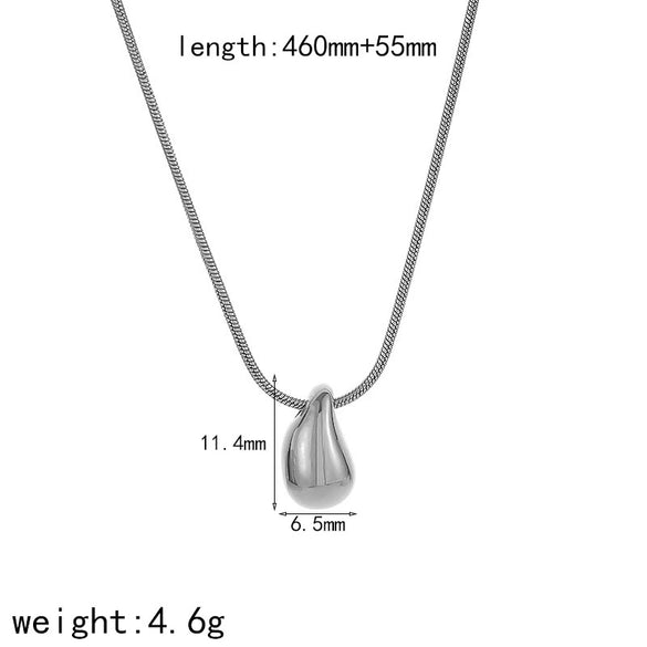 Water Drop Shape Fashion Simple Versatile Snake Bone Chain Necklace In Titanium Steel And Stainless Steel With Electroplating For Women