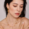 Water Drops Stitching Long Earrings And Tassel Clavicle Necklace In Stainless Steel With 18K Real Gold Electroplated For Women Niche Fashion Jewelry