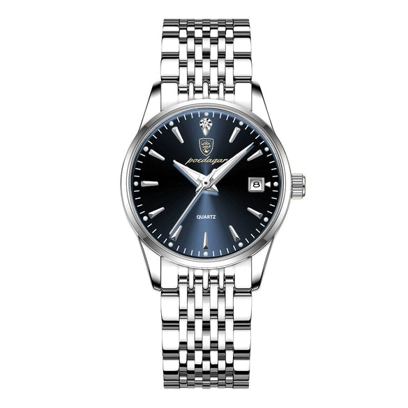 Waterproof Luminous Ultrathin Business Style Watch Alloy Case Stainless Steel Strap Round Dial Sapphire Crystal Glass Mirror