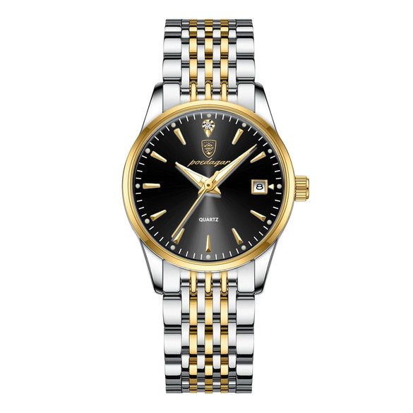 Waterproof Luminous Ultrathin Business Style Watch Alloy Case Stainless Steel Strap Round Dial Sapphire Crystal Glass Mirror