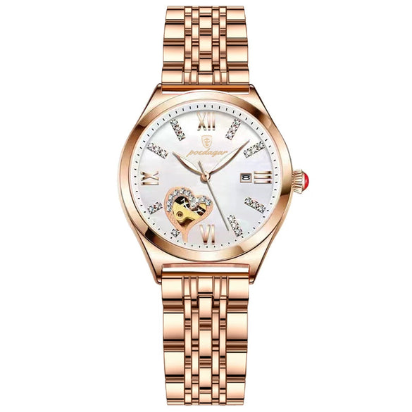 Waterproof Luminous Women's Alloy Case Stainless Steel Strap Round Dial Leisure Watch