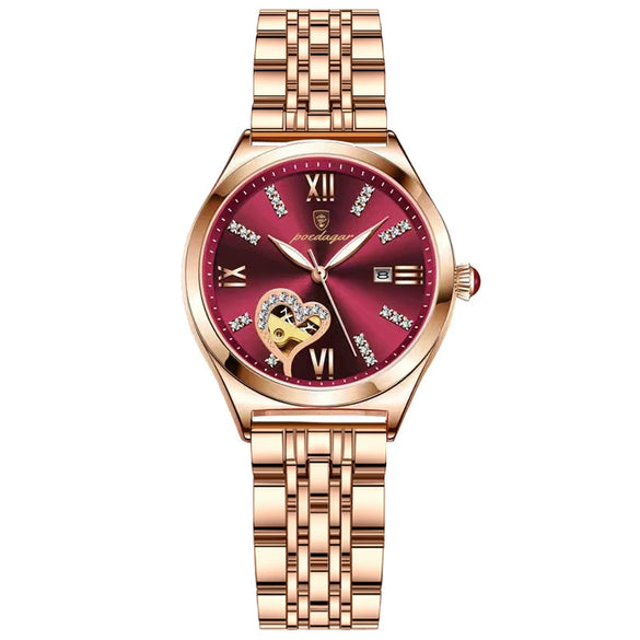 Waterproof Luminous Women's Alloy Case Stainless Steel Strap Round Dial Leisure Watch