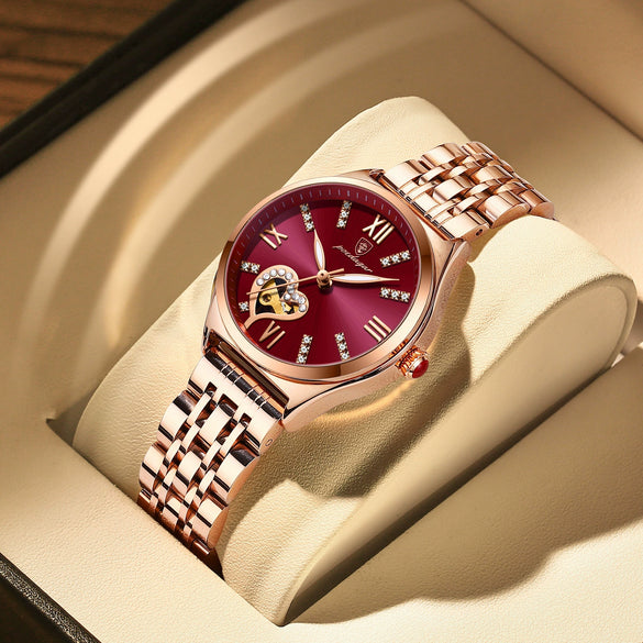 Waterproof Luminous Women's Alloy Case Stainless Steel Strap Round Dial Leisure Watch