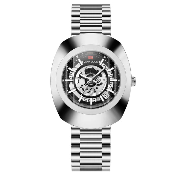 Waterproof Quartz Men's Watch Stainless Steel Alloy Mineral Reinforced Glass Mirror Oval Dial Business Style
