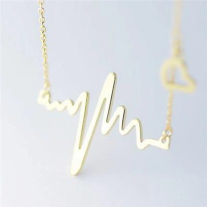 Wave Clavicle Chain Ecg Necklace Heart Frequency Pendant Necklace Heart Chain Necklace Wholesale