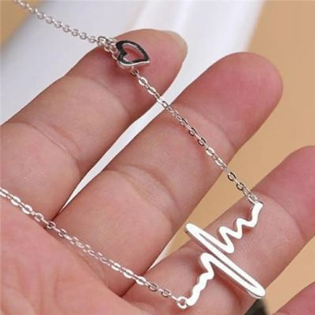 Wave Clavicle Chain Ecg Necklace Heart Frequency Pendant Necklace Heart Chain Necklace Wholesale