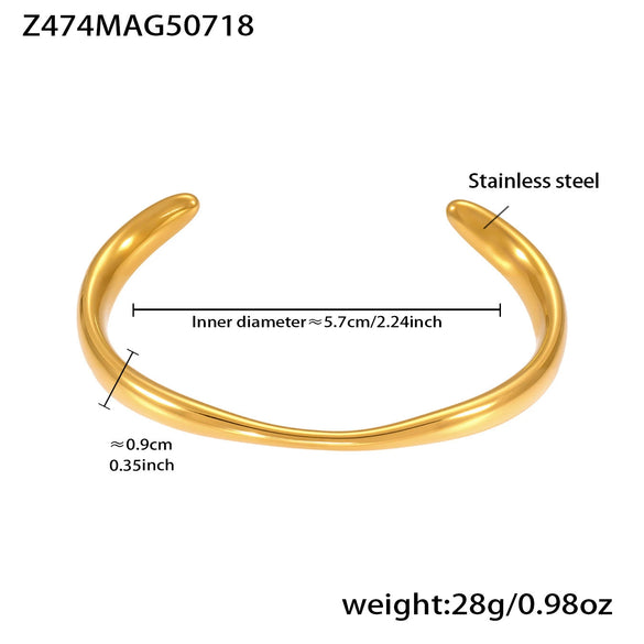 Wavy Line Plain Open Bracelet Stainless Steel Electroplated Fashion Geometric Style