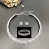 Wedding Accessories Neck Necklace Jewelry Set Silverplated Women's Collar Earrings Elastic Bracelet Threepiece Set