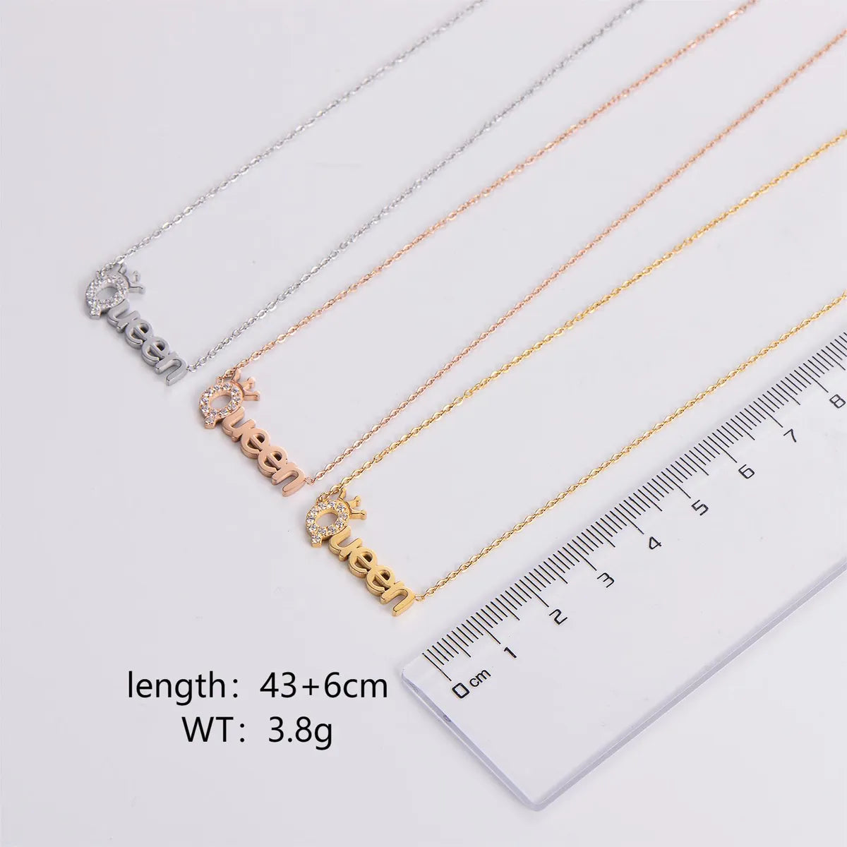 Wedding Shiny Letter Stainless Steel Inlay Artificial Diamond Pendant Necklace