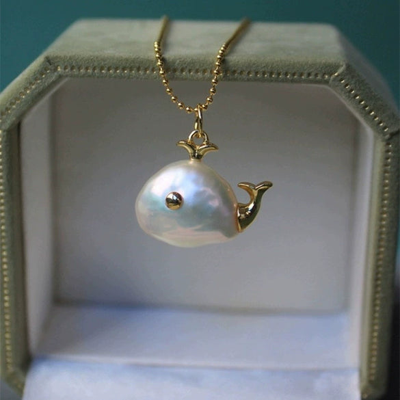 Whale Fish Pendant Clavicle Chain Earrings Set Copper Animal Zodiac Style Electroplating For Women