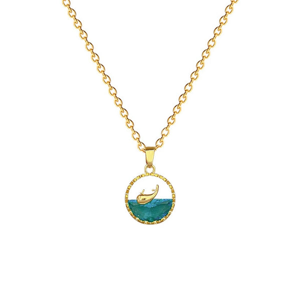 Whale Geometric Stainless Steel And Copper Necklace For Unisex