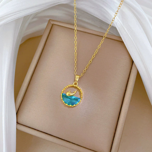 Whale Geometric Stainless Steel And Copper Necklace For Unisex