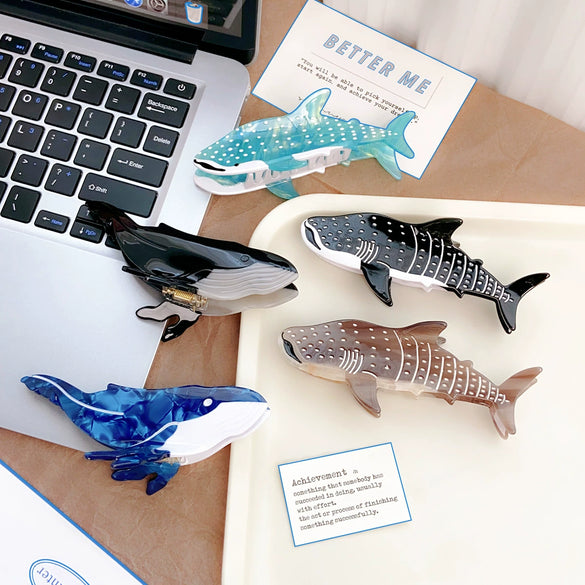 Whale Shark Acetate Handmade Grip Clip For Women Ocean Wind Cartoon Fun Hairpin