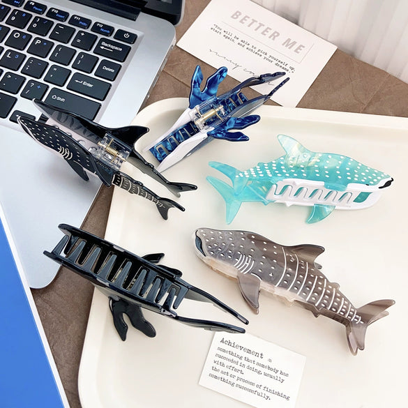 Whale Shark Acetate Handmade Grip Clip For Women Ocean Wind Cartoon Fun Hairpin