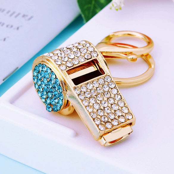 Whistle Diamond Car Keychain Metal Cute Bag Pendant Key Chain Ring Creative Gift For Men And Women