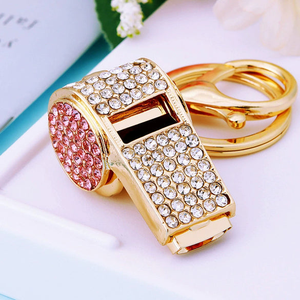Whistle Diamond Car Keychain Metal Cute Bag Pendant Key Chain Ring Creative Gift For Men And Women