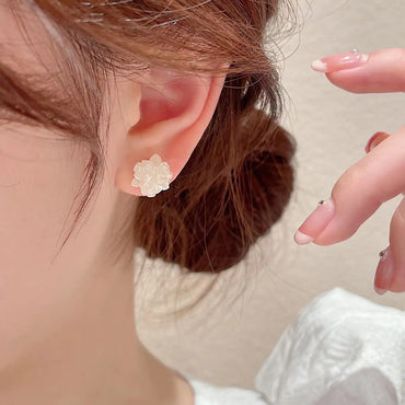 White Camellia Earrings Female Summer Unique Niche  New Trendy Fashion Earrings Earrings