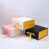 White Cardboard Folding Gift Box With Flip Top Magnetic Closure And Ribbon For Valentine’s Day And Birthday Gift Packaging