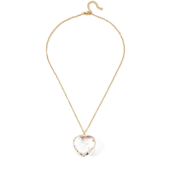 White Crystal Moon And Heart Pendant Necklace With Natural Stone Alloy Charm And Stainless Steel O Chain For Women