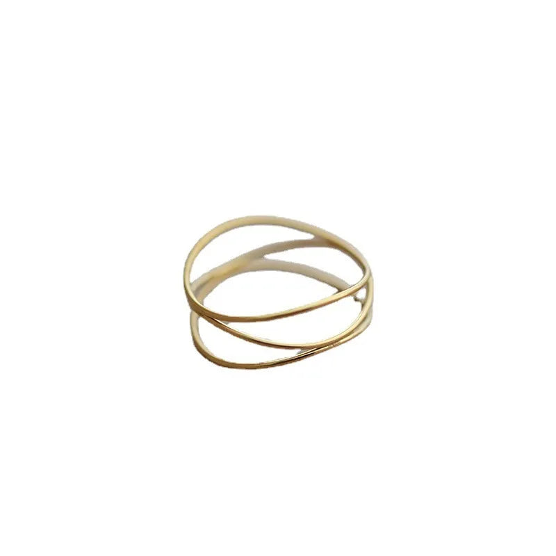 White Gold Plated Gold Plated Sterling Silver Solid Color Lines Rings