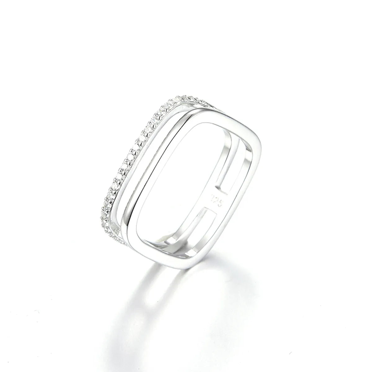 White Gold Plated Sterling Silver Zircon Geometric Rings