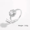 White Gold Plated Sterling Silver Zircon Round Water Droplets Heart Shape Rings