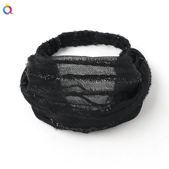 White Handmade Braided Cloth Turban Headband For Women Wide Retro Hair Wrap Headband Wholesale