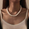 White Irregular Shell Beaded Puka Necklace Minimalist Geometric Electroplated Regular Chain Pendant Necklace For Women And Men