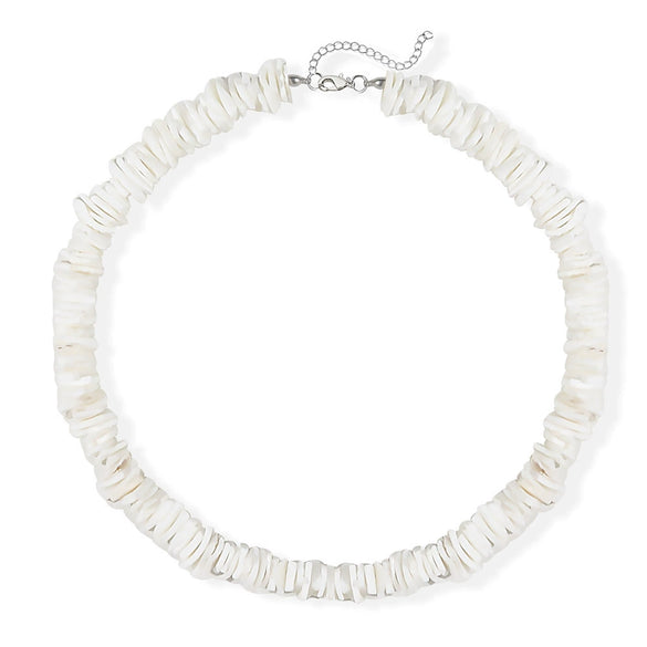 White Irregular Shell Beaded Puka Necklace Minimalist Geometric Electroplated Regular Chain Pendant Necklace For Women And Men