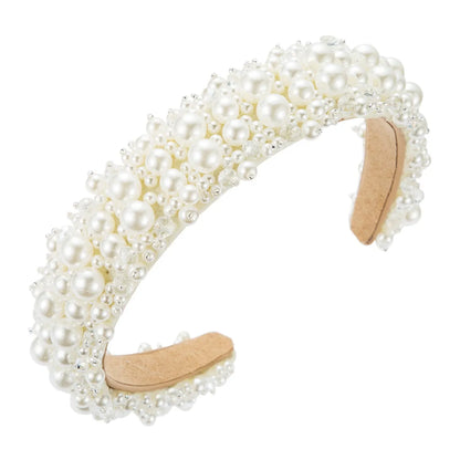 White Pearl Crystal Beaded Headband