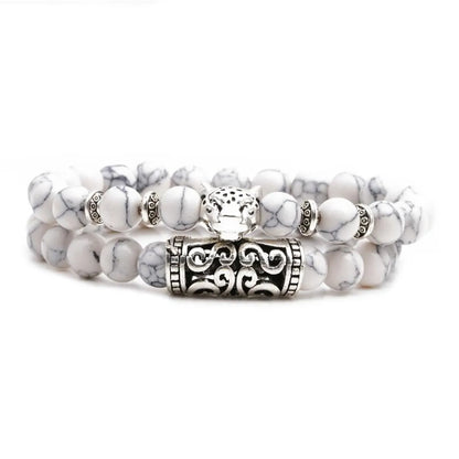 White Turquoise Owl Buddha Head Elbow Set Bracelet Lion Head Ghost Beaded Bracelet