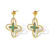 Wholesale 1 Pair Fashion Four Leaf Clover Titanium Steel 18k Gold Plated Drop Earrings