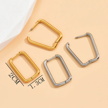 1 Pair Simple Style Rectangle Plating 304 Stainless Steel 14K Gold Plated Hoop Earrings