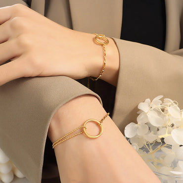 Simple Style Circle 304 Stainless Steel 18K Gold Plated Bracelets In Bulk