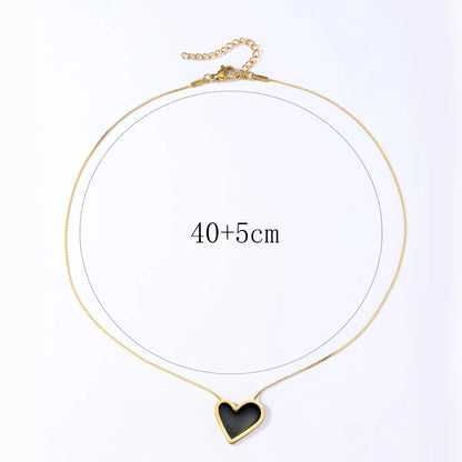 Wholesale Jewelry Simple Style Heart Shape Stainless Steel Resin 18K Gold Plated Enamel Plating Pendant Necklace