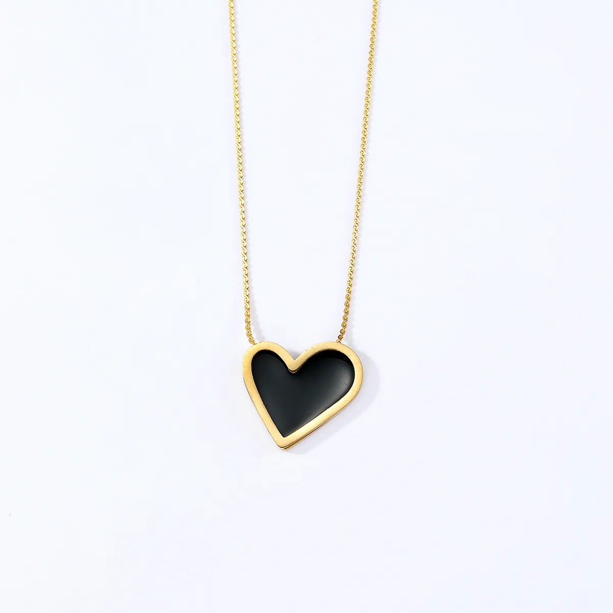 Wholesale Jewelry Simple Style Heart Shape Stainless Steel Resin 18K Gold Plated Enamel Plating Pendant Necklace