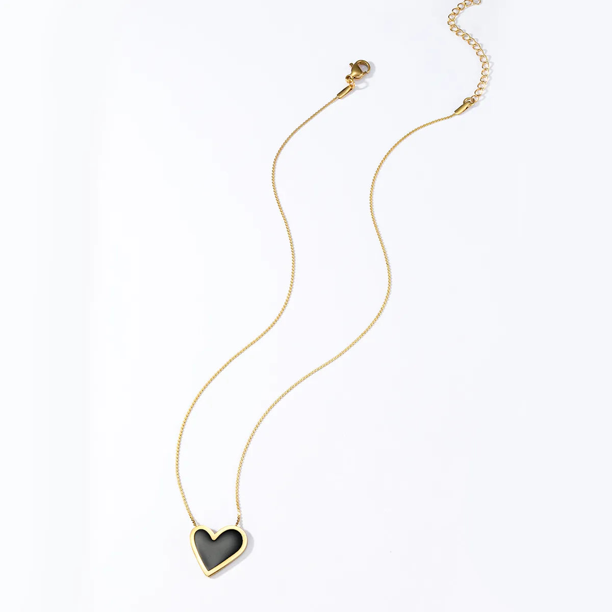 Wholesale Jewelry Simple Style Heart Shape Stainless Steel Resin 18K Gold Plated Enamel Plating Pendant Necklace